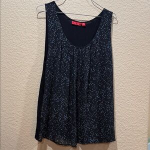 Liz Claiborne Black Tank Top with Blue Pattern